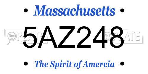 5AZ248 Massachusetts License Plate