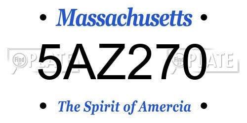 5AZ270 Massachusetts License Plate