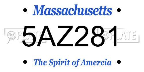 5AZ281 Massachusetts License Plate