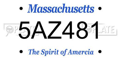 5AZ481 Massachusetts License Plate