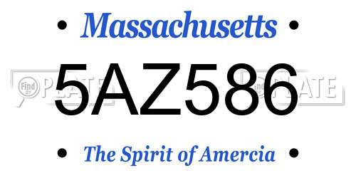 5AZ586 Massachusetts License Plate