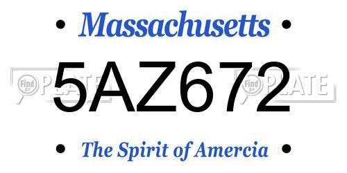 5AZ672 Massachusetts License Plate