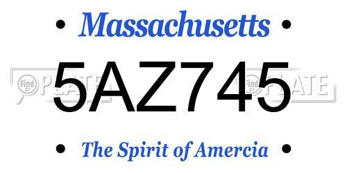 5AZ745 Massachusetts License Plate