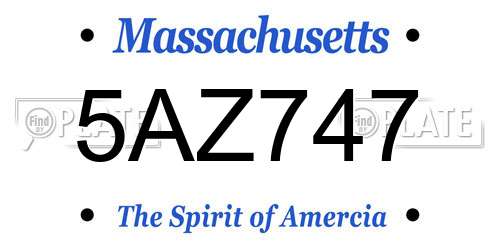 5AZ747 Massachusetts License Plate