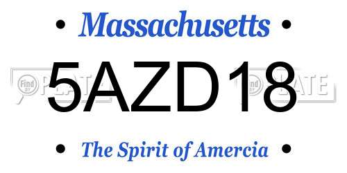 5AZD18 Massachusetts License Plate