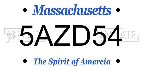 5AZD54 Massachusetts License Plate