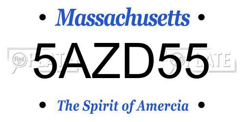 5AZD55 Massachusetts License Plate