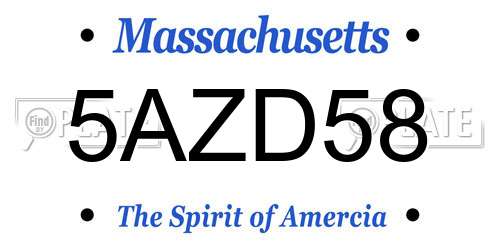 5AZD58 Massachusetts License Plate