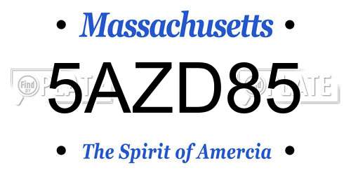 5AZD85 Massachusetts License Plate