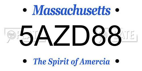 5AZD88 Massachusetts License Plate