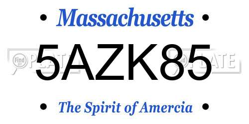 5AZK85 Massachusetts License Plate