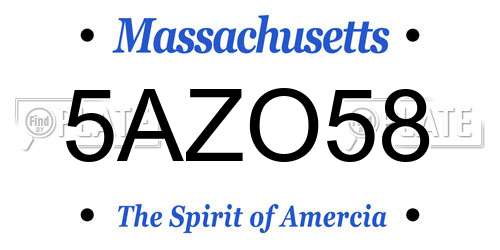 5AZO58 Massachusetts License Plate
