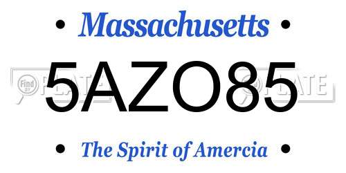 5AZO85 Massachusetts License Plate