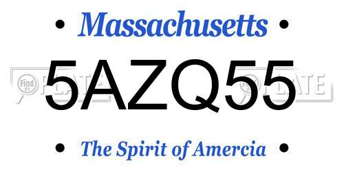 5AZQ55 Massachusetts License Plate