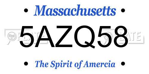 5AZQ58 Massachusetts License Plate