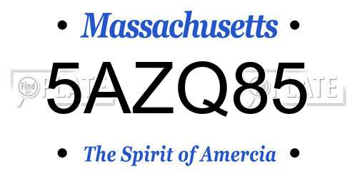 5AZQ85 Massachusetts License Plate