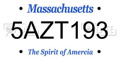 5AZT193 Massachusetts License Plate