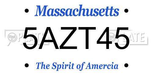 5AZT45 Massachusetts License Plate