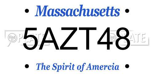 5AZT48 Massachusetts License Plate