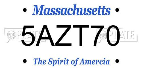 5AZT70 Massachusetts License Plate