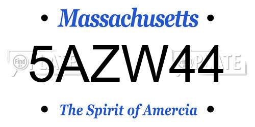 5AZW44 Massachusetts License Plate