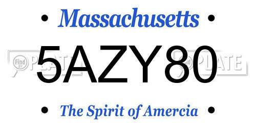 5AZY80 Massachusetts License Plate