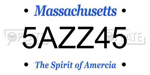 5AZZ45 Massachusetts License Plate