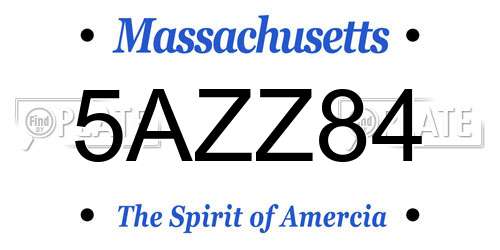 5AZZ84 Massachusetts License Plate