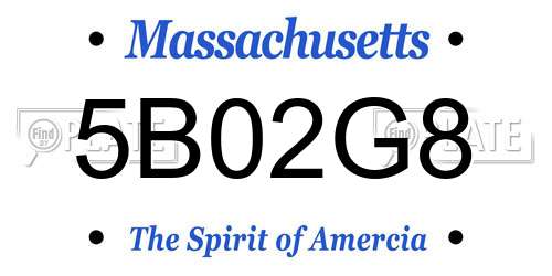5B02G8 Massachusetts License Plate