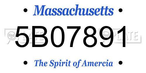 5B07891 Massachusetts License Plate