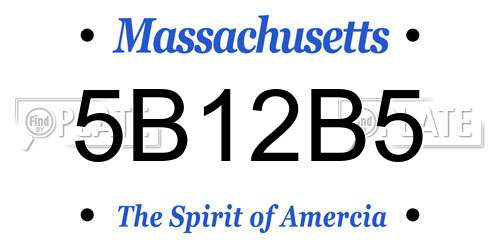5B12B5 Massachusetts License Plate