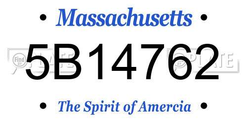 5B14762 Massachusetts License Plate