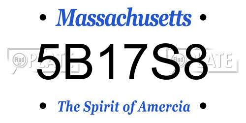 5B17S8 Massachusetts License Plate