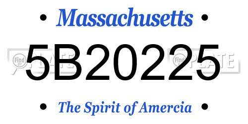 5B20225 Massachusetts License Plate