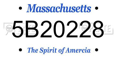 5B20228 Massachusetts License Plate