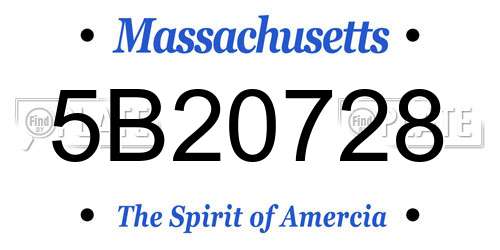 5B20728 Massachusetts License Plate