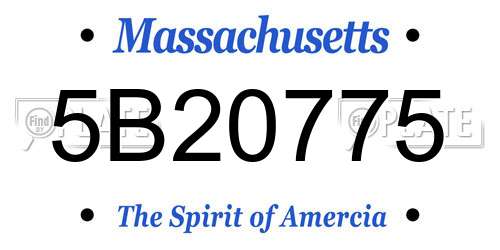 5B20775 Massachusetts License Plate