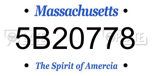 5B20778 Massachusetts License Plate
