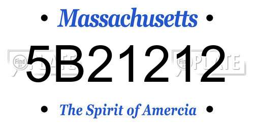 5B21212 Massachusetts License Plate