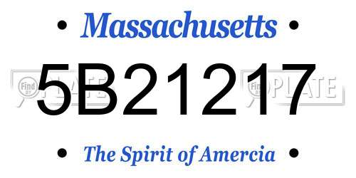5B21217 Massachusetts License Plate