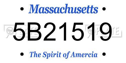 5B21519 Massachusetts License Plate
