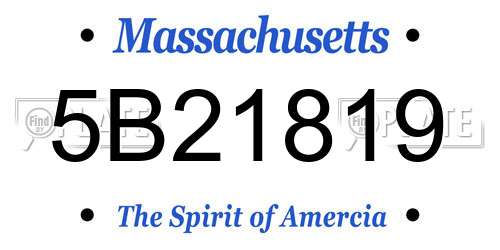 5B21819 Massachusetts License Plate