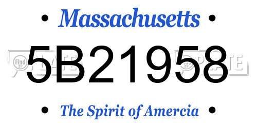 5B21958 Massachusetts License Plate