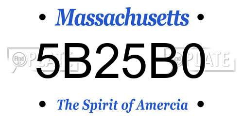 5B25B0 Massachusetts License Plate