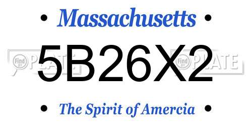 5B26X2 Massachusetts License Plate