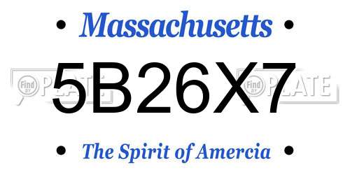 5B26X7 Massachusetts License Plate