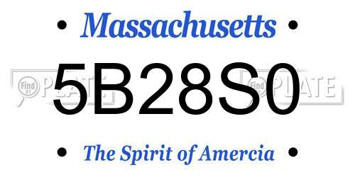 5B28S0 Massachusetts License Plate