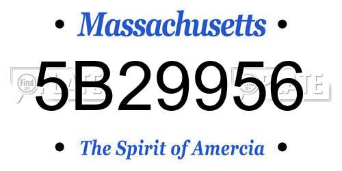 5B29956 Massachusetts License Plate
