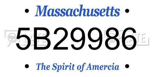 5B29986 Massachusetts License Plate