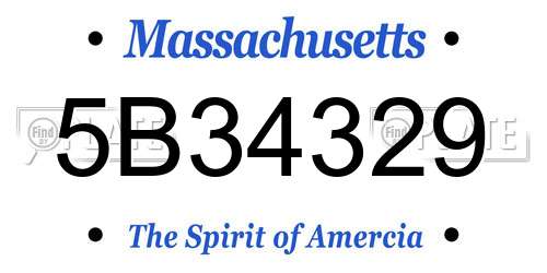 5B34329 Massachusetts License Plate